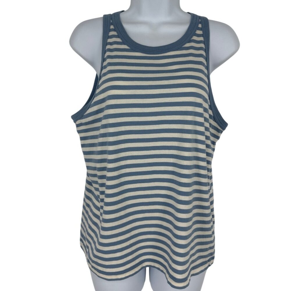 Everlane Women's Striped Tank Top Organic Cotton Blue & White Size L